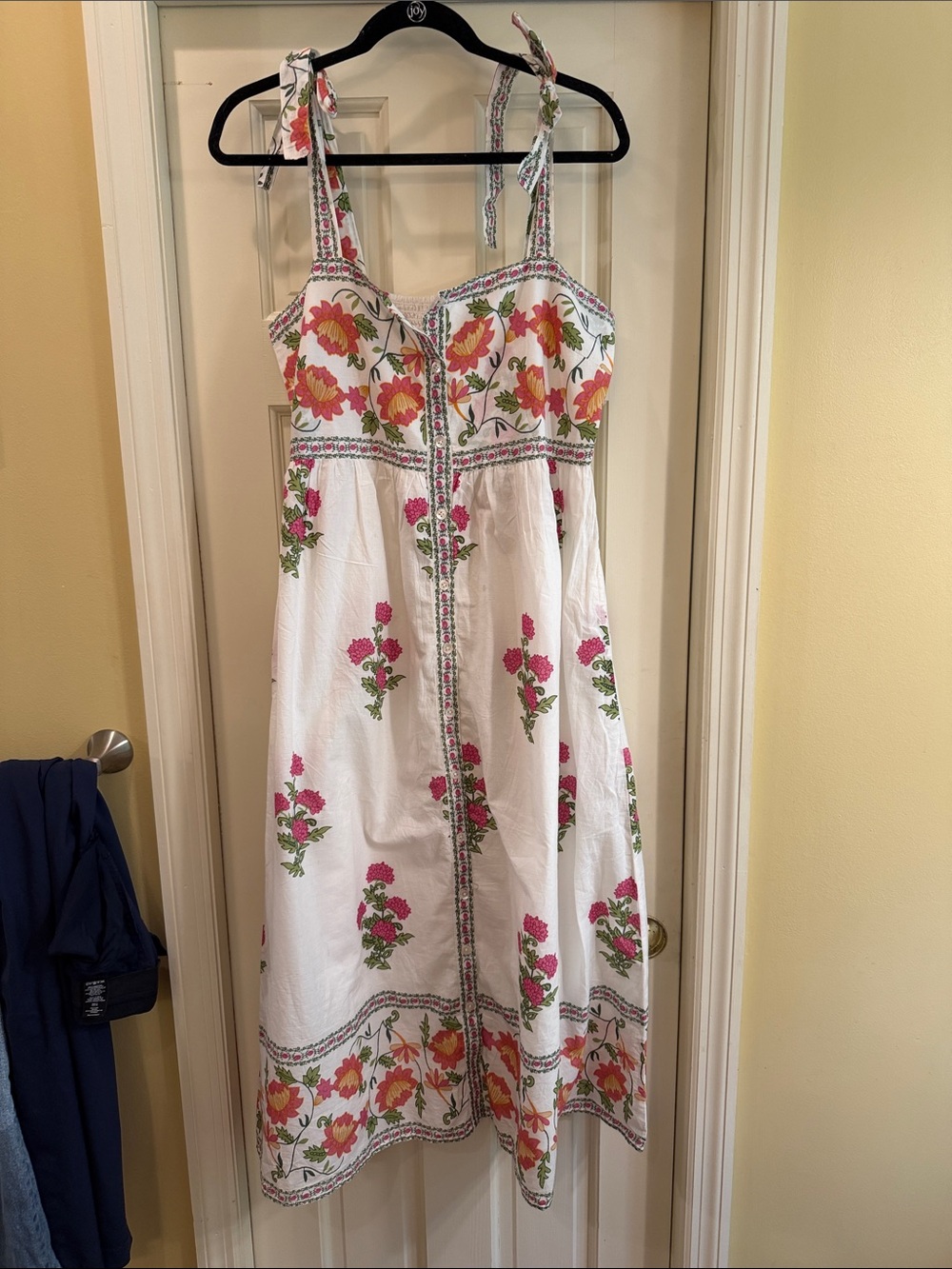 HML Tie Strap Floral Dress, featuring a cream cotton fabric